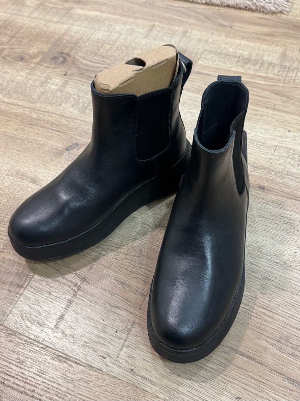 Fitflop Black Leather Chelsea Platform Booties